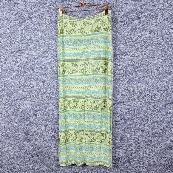 Green Mixed Pattern Maxi Skirt - Picture 3 of 6
